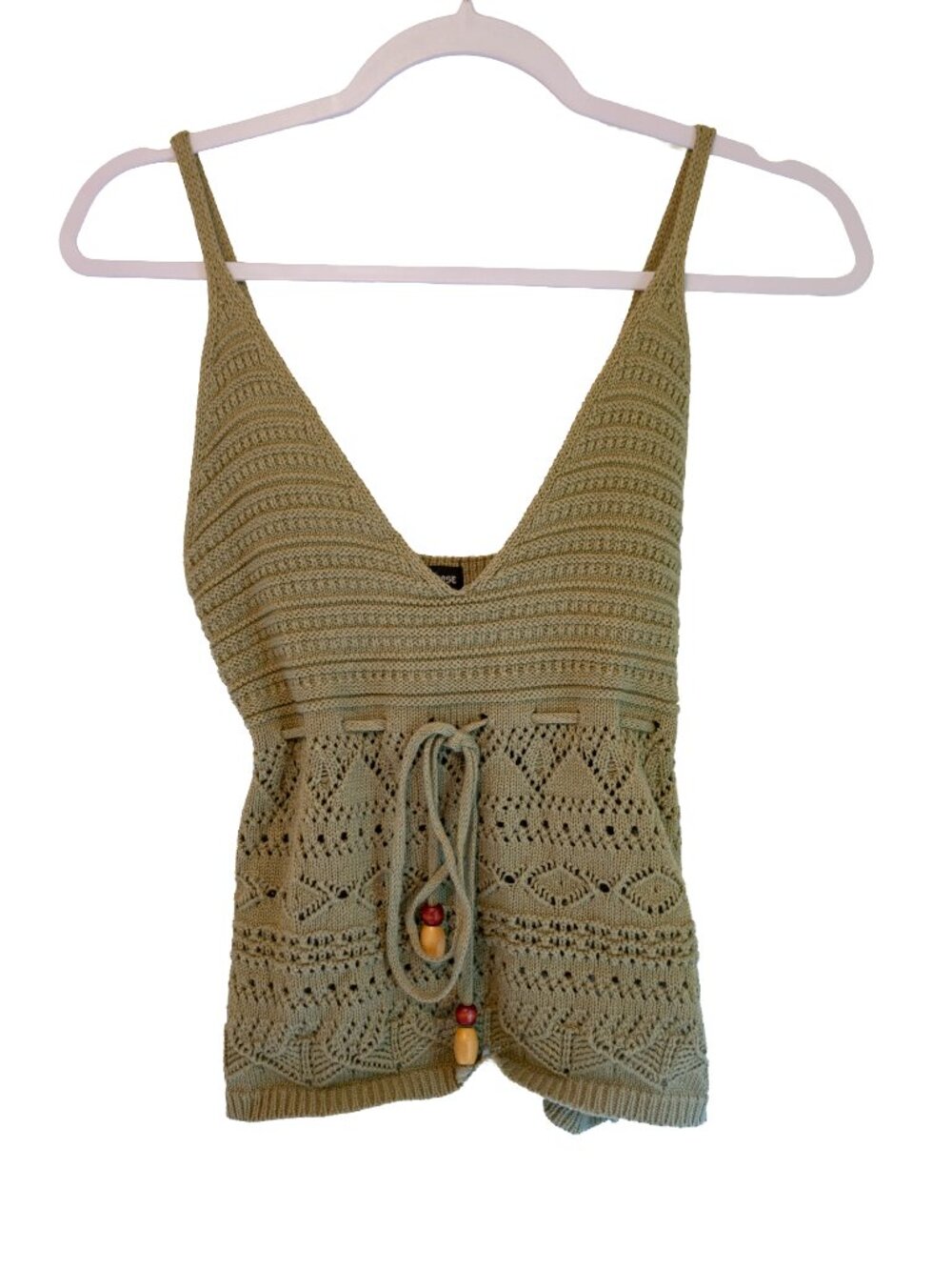 Ragged Rose Olive Green Croched Sleeveless Cami Top - Size Medium